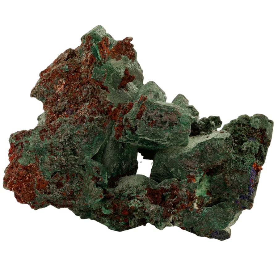 A magnificent malachite specimen with red spots 