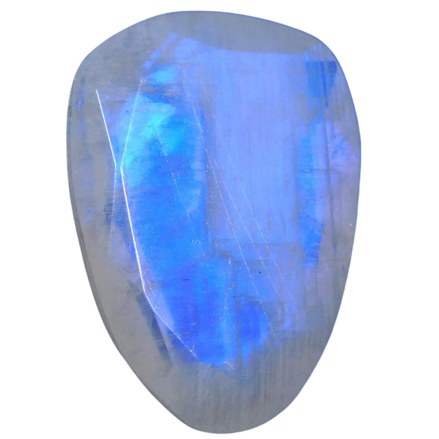 An ethereal vibe moonstone gemstone with iridescent blue hues