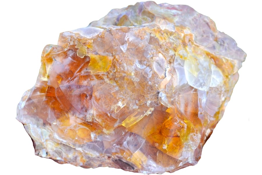 A raw opal butte showcasing gemmy orange and yellow portions