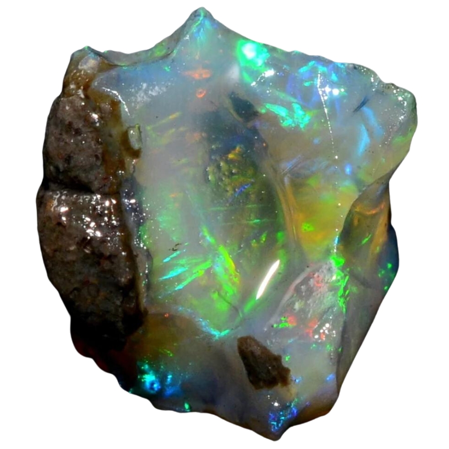 A raw and natural opal specimen with a mesmerizing play of color
