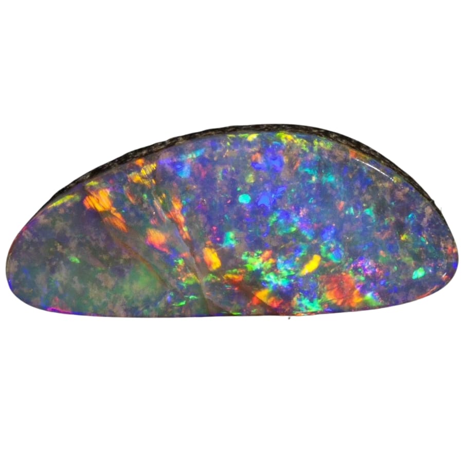 An bright iridescent polished and tumbled opal specimen