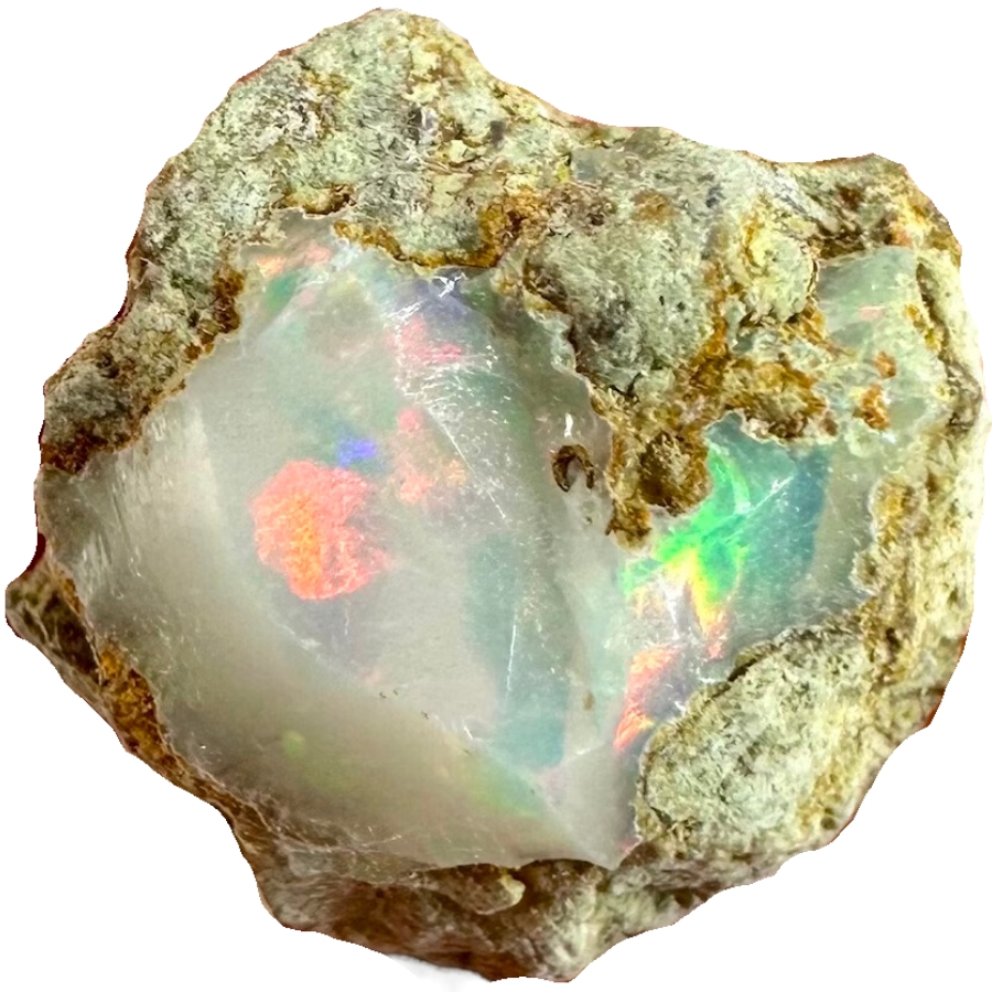 A beautiful raw opal with a rainbow play-of-color