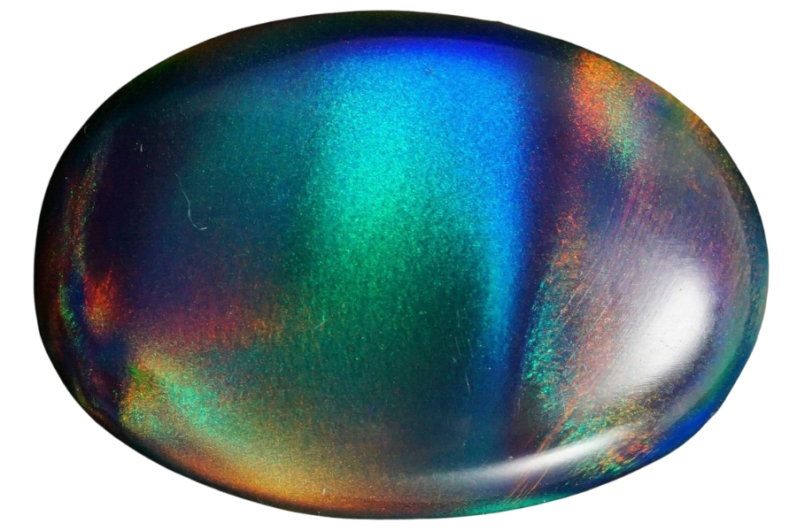 A vibrant opal cabochon gemstone