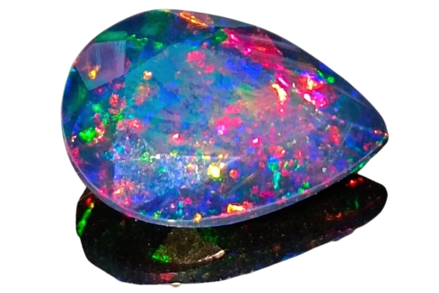 A mesmerizing teardrop shaped opal gemstone