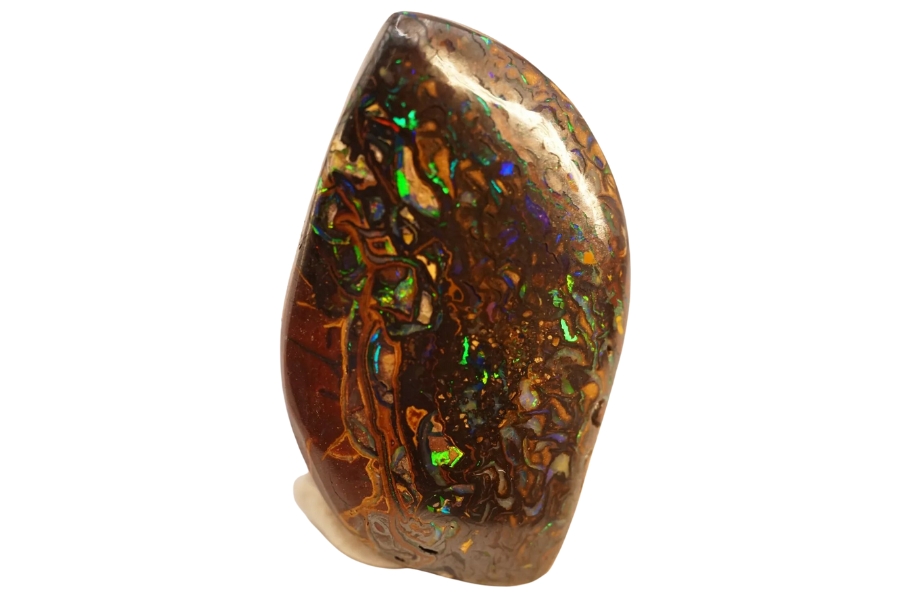 A distinct brown opal gemstone with a unique formation