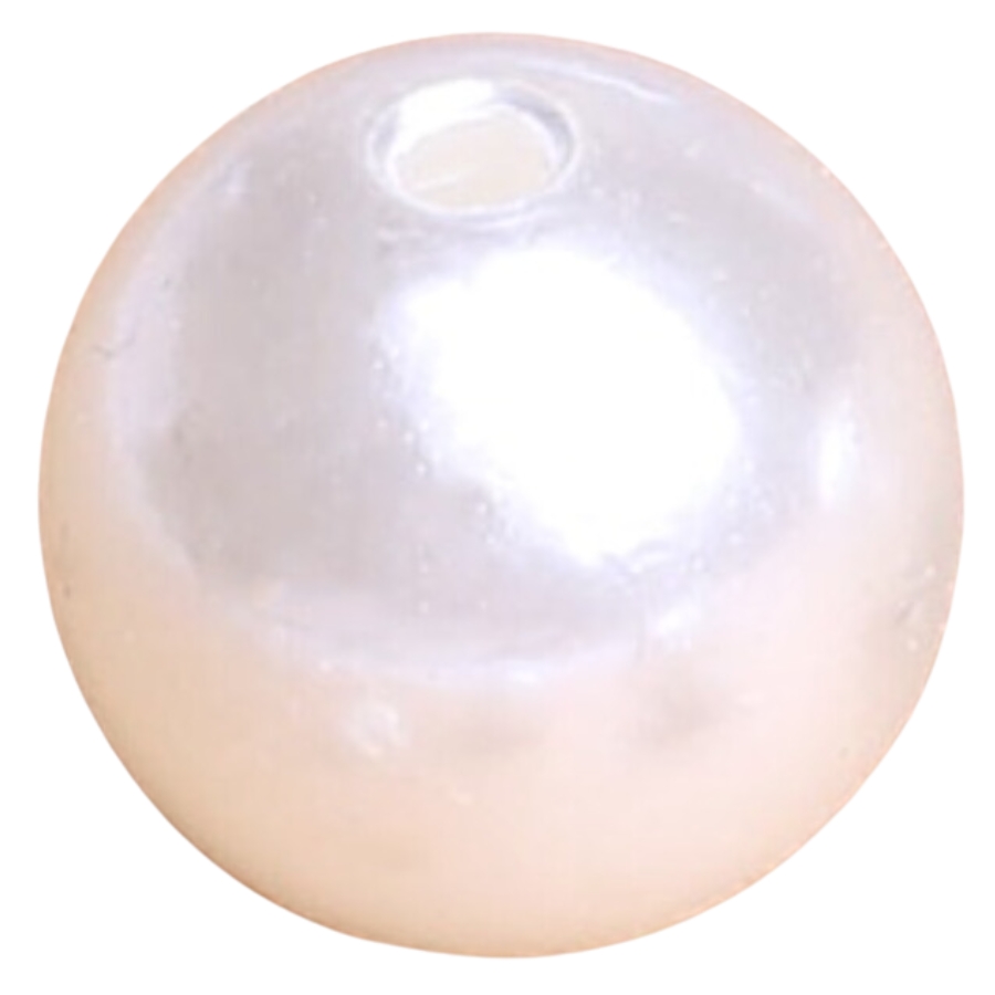 Plastic pearl with a hole on top for it to be used as a bead.