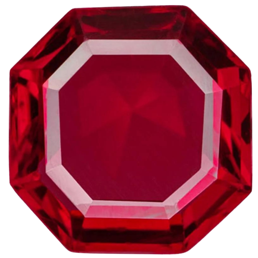 A dazzling hexagon-shaped red spinel gemstone