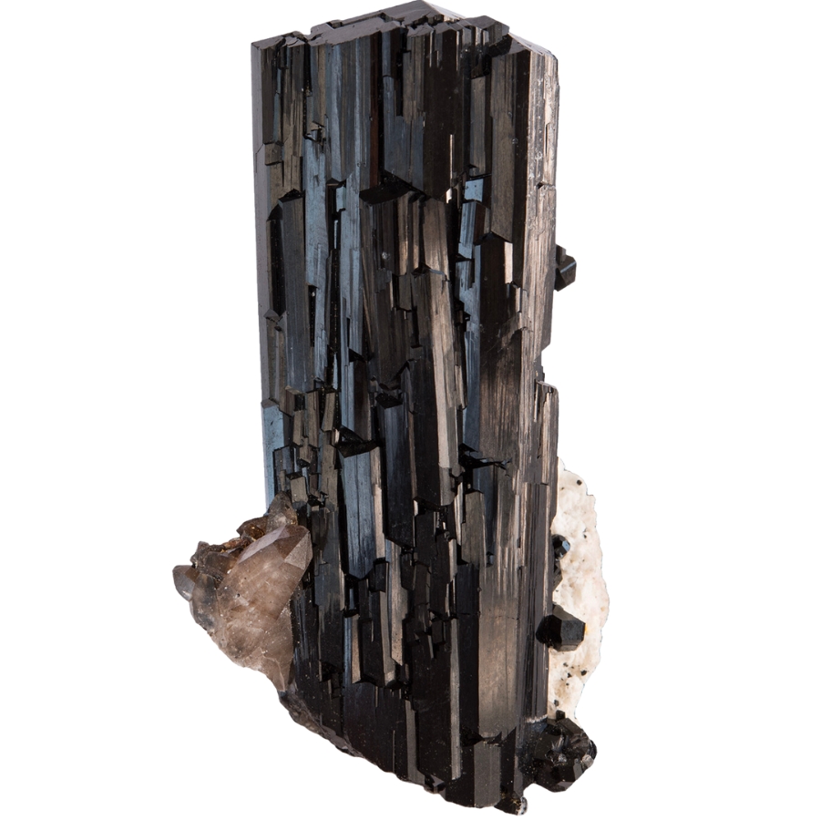 A lustrous black tourmaline with a beautiful stepped growth on all sides that leads towards a pointed termination
