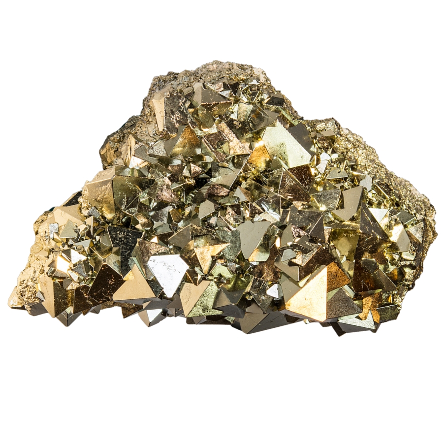An exceptional pyrite mineral with shiny clusters