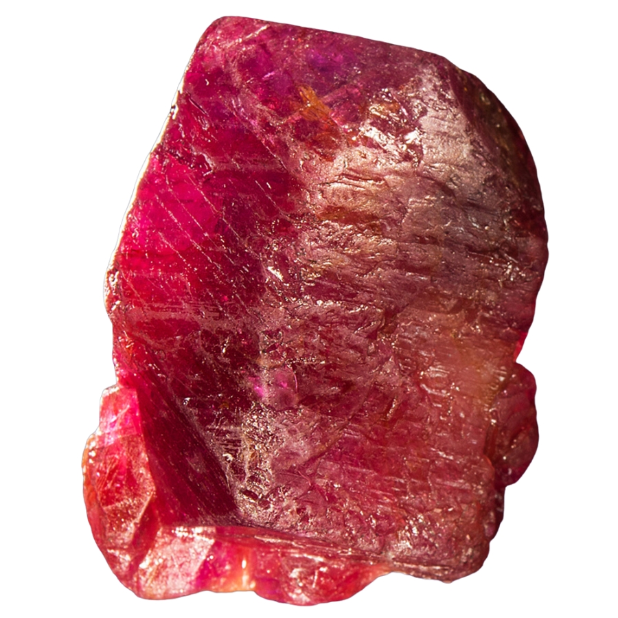 A mesmerizing bright red ruby that's raw and natural