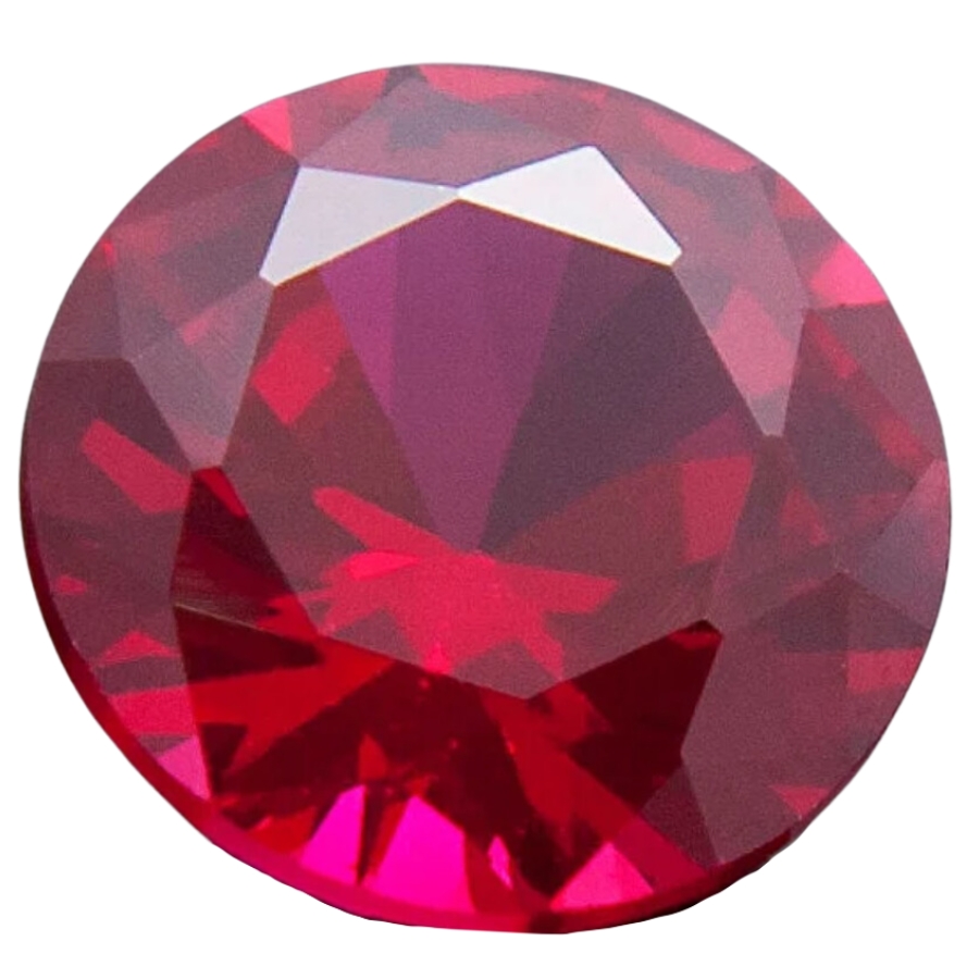 A shiny red ruby gemstone with magnificent crystal
