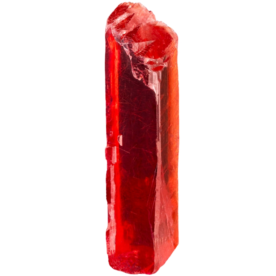 A sharp and lustrous red crystal of Rhodonite