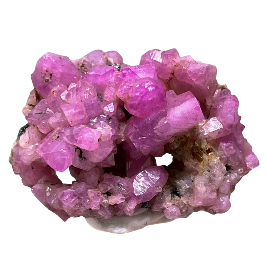 A beautiful pink ruby with clustered crystals