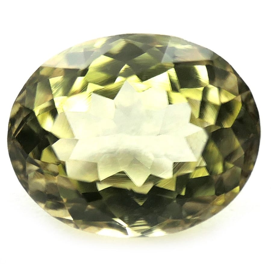 A dazzling yellow sillimanite gemstone with pretty crystal patterns