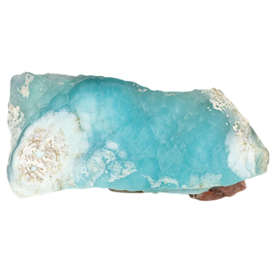 A vibrant and gemmy smithsonite specimen with a bright blue color