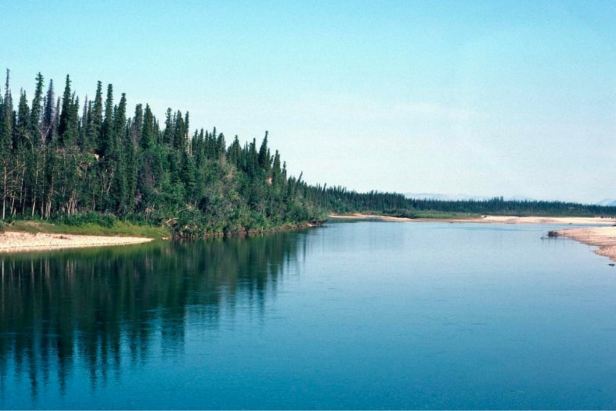 Peaceful, picturesque view of the calm waters of Squirrel River