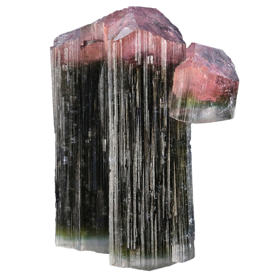 A majestic tri-colored tourmaline crystal formation