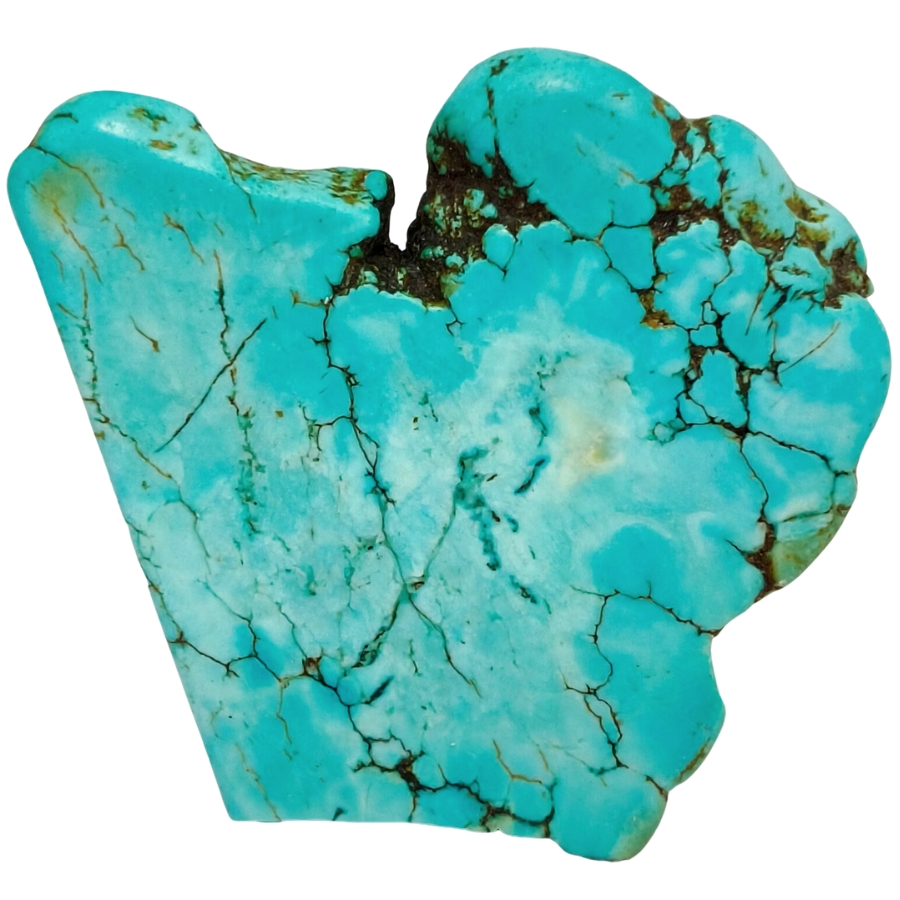 A stunning raw turquoise crystals with white spots and veins