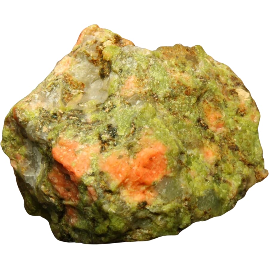 A unique beautiful unakite mineral with green colors and bright pink spots