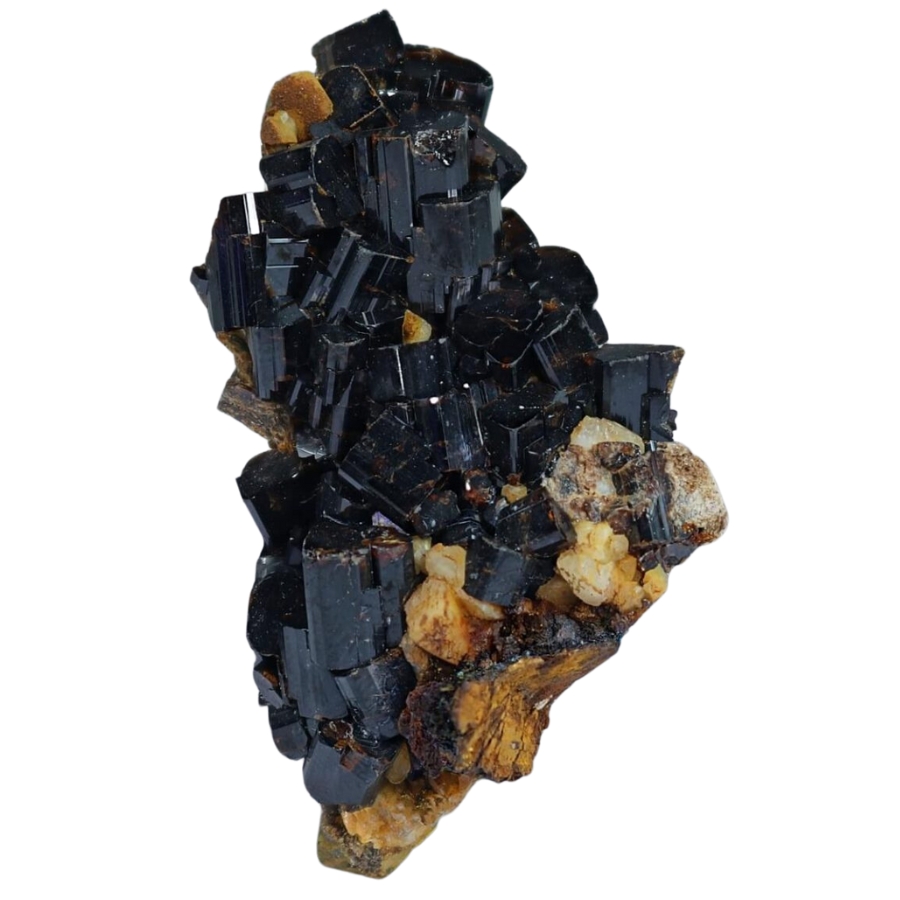 An elegant black vesuvianite crystal 