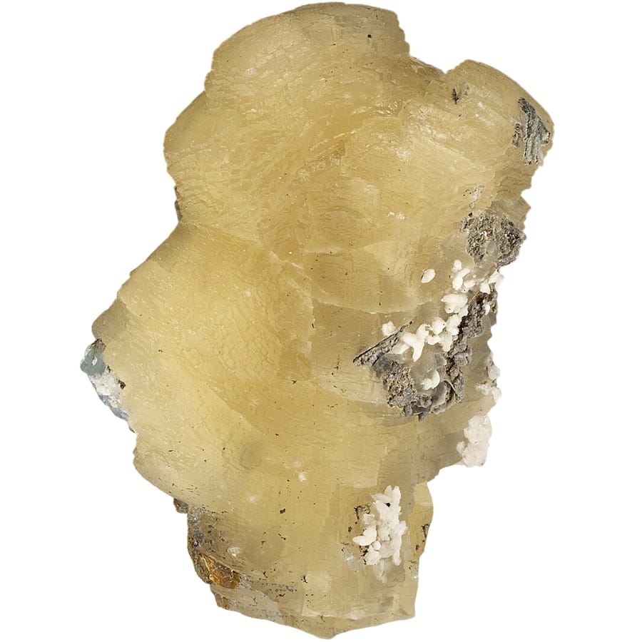 A yellowish, slightly translucent witherite with very little attached matrix