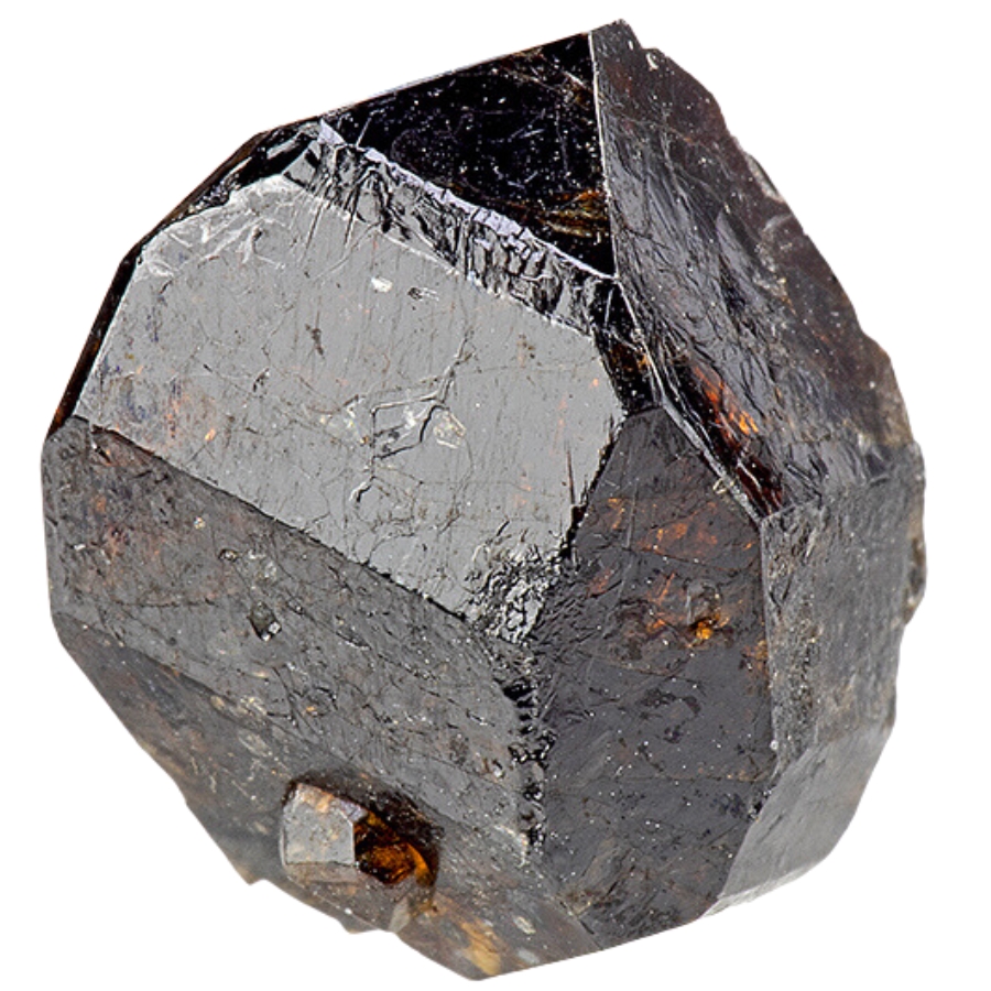 A sphere-shaped raw zircon mineral with a metal-like structure