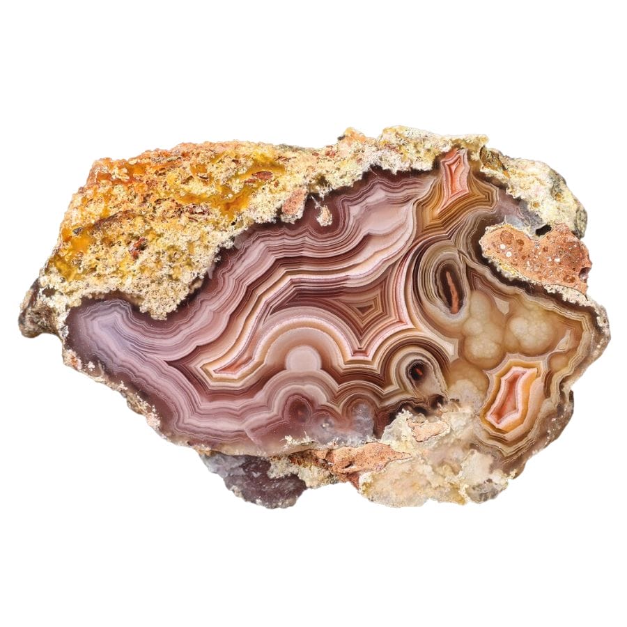 rough agate with red and white bands