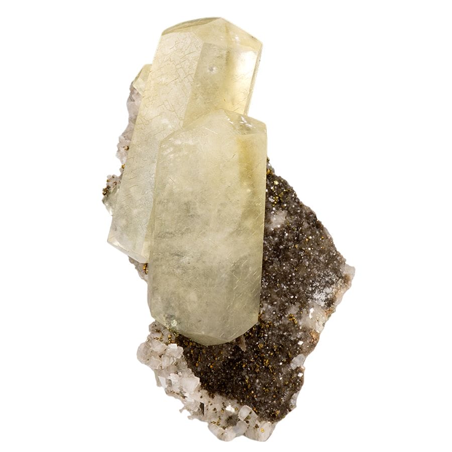 flat white calcite crystals on a rock