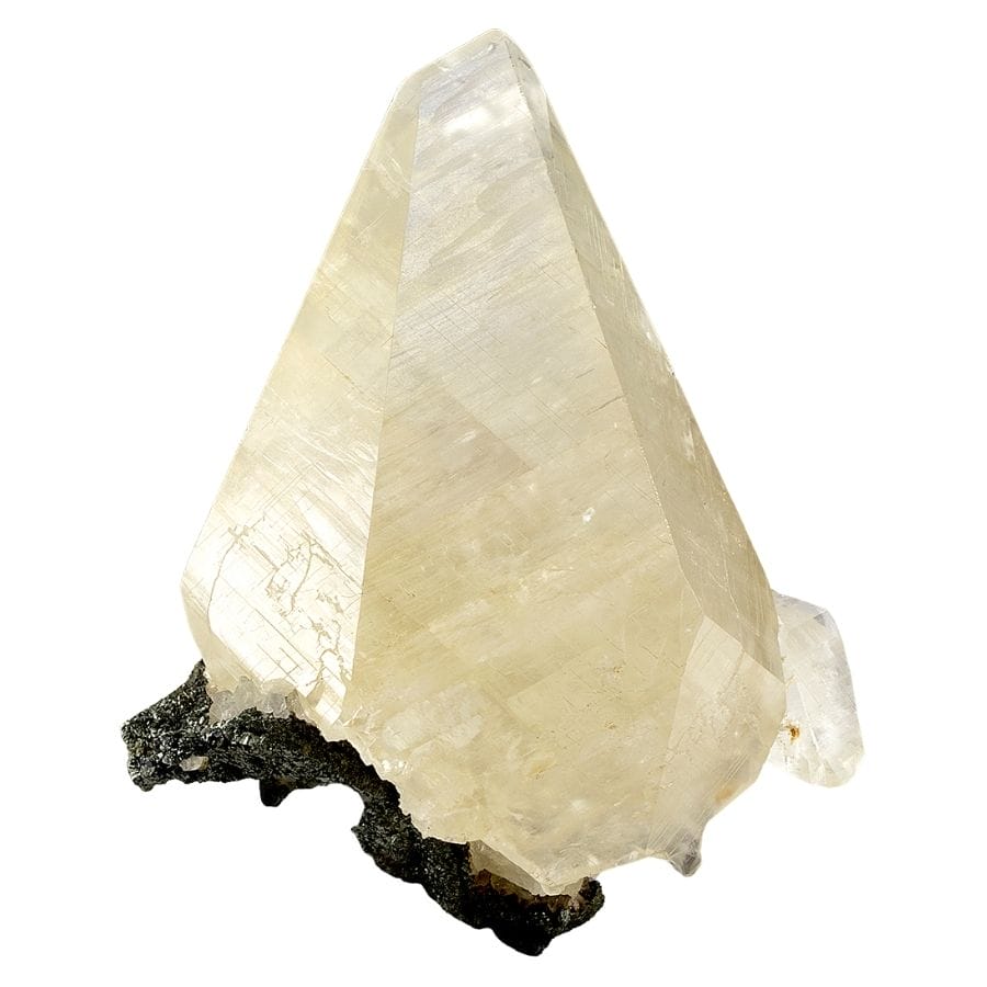 single pointed white calcite crystal