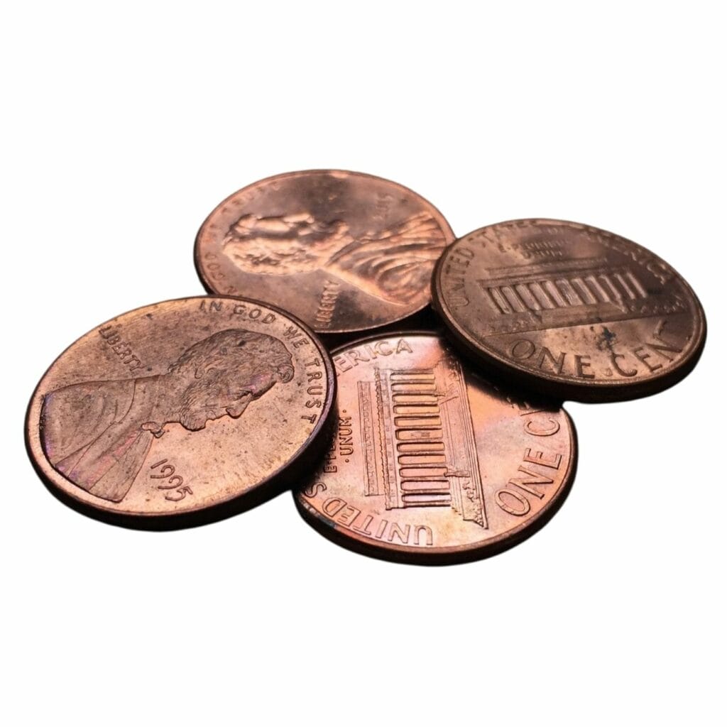 four copper pennies