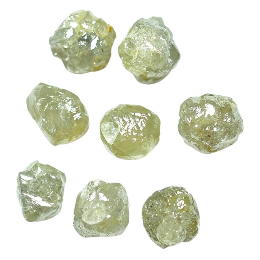 eight raw yellow diamonds