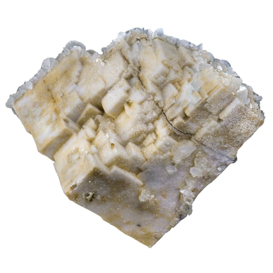 white cube-shaped dolomite crustal with small calcite crystals