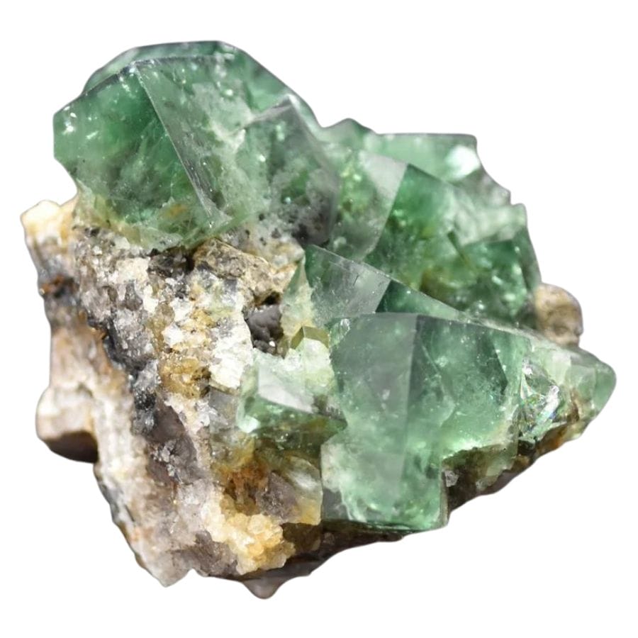 translucent green cubic fluorite crystals