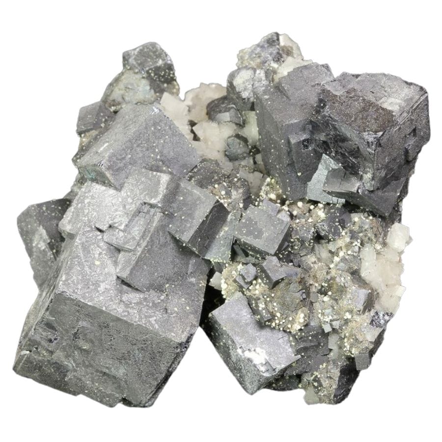 cubic silver-gray galena crystal cluster