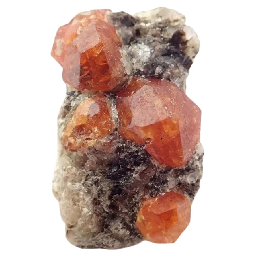 rough orange garnet crystals