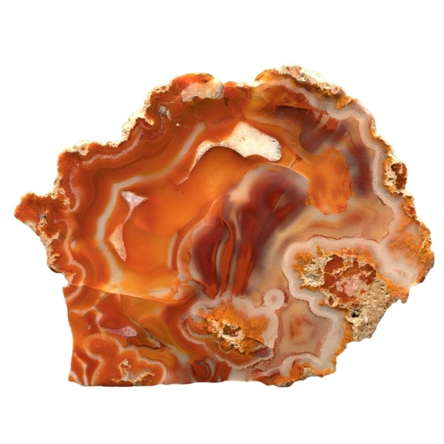 Lake Superior agate slab with red, orange, and white bands