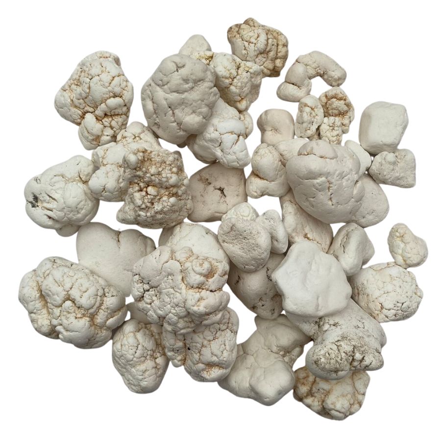several rough white magnesite chunks