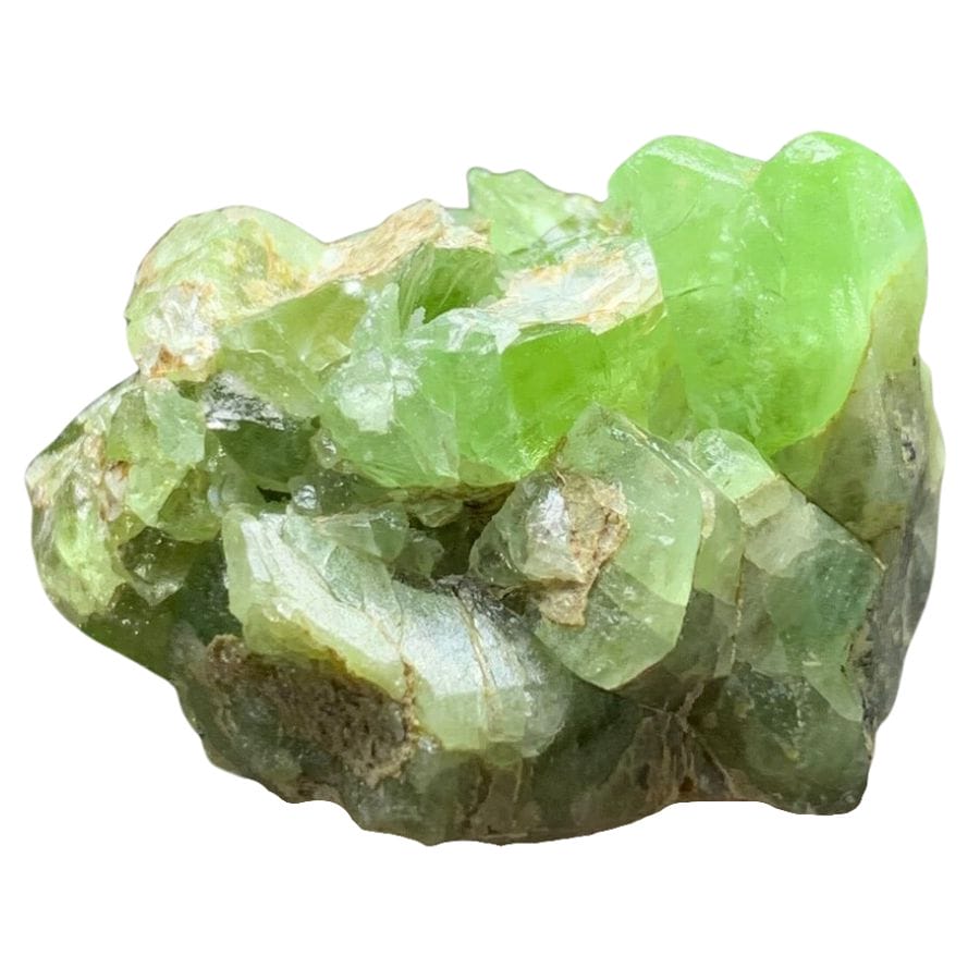 raw bright green peridot crystals