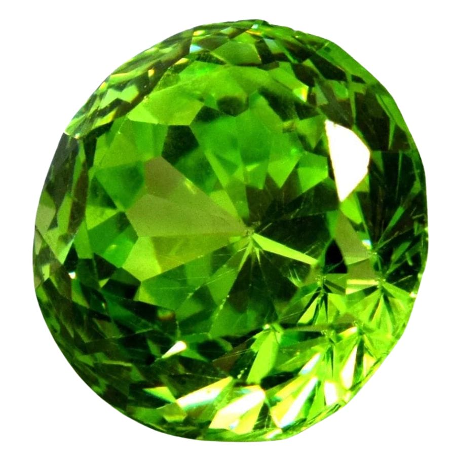 round bright green peridot