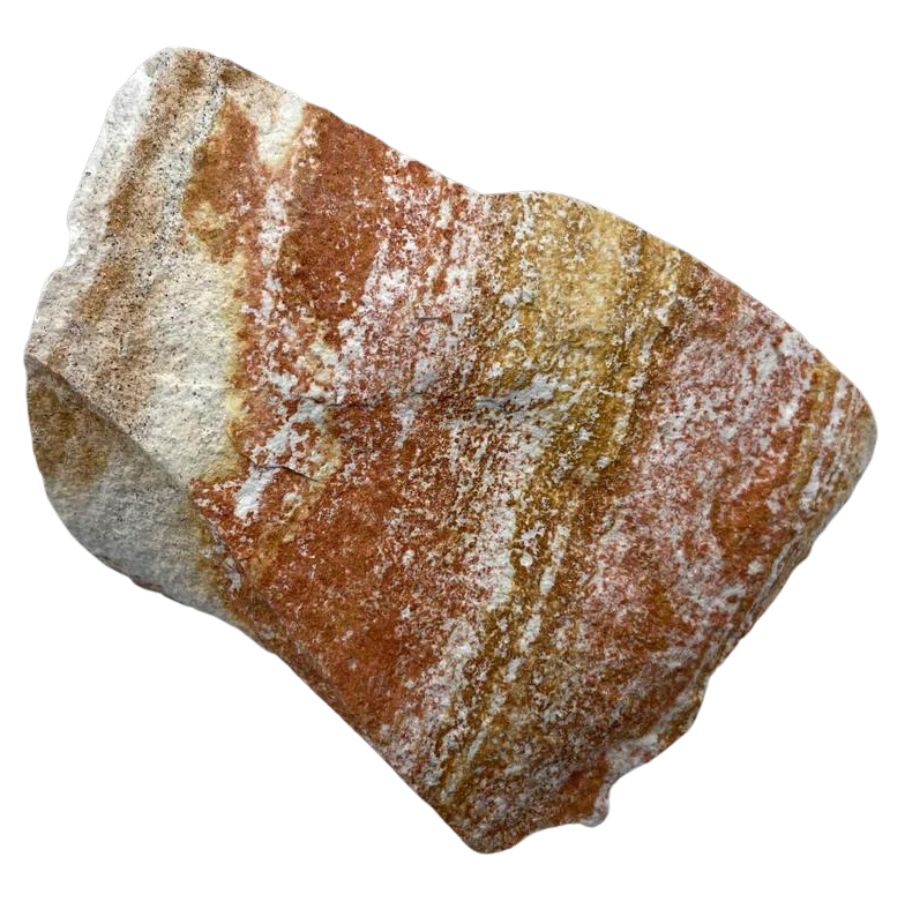 rough sandstone with white, orange, and yellow layers