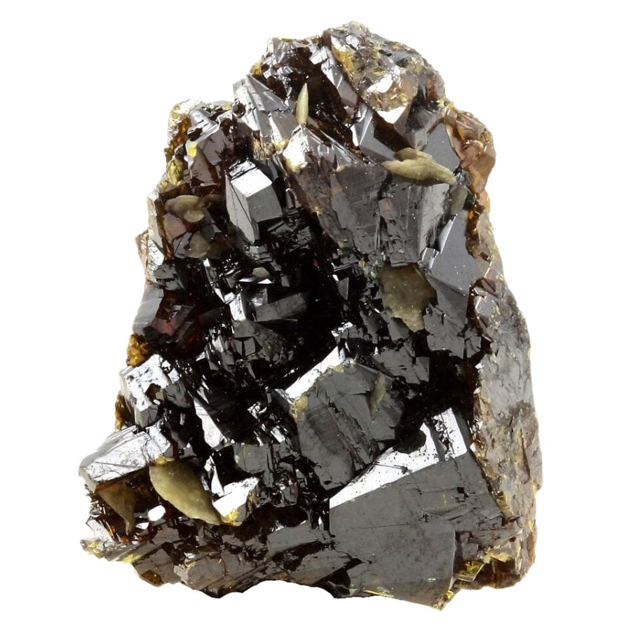 dark brown shpalerite crystals on a rock