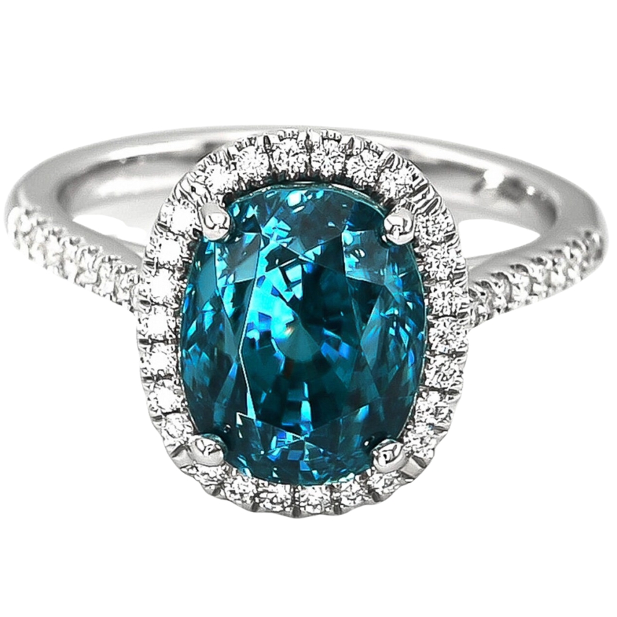 A luxurious blue zircon ring