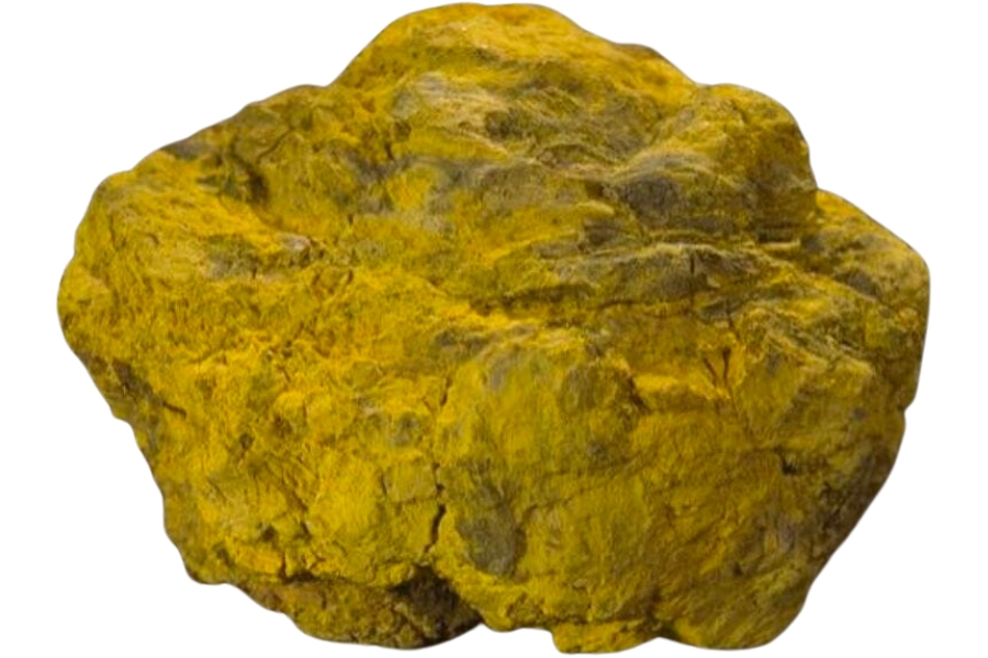 A big vibrant carnotite with an uneven surface