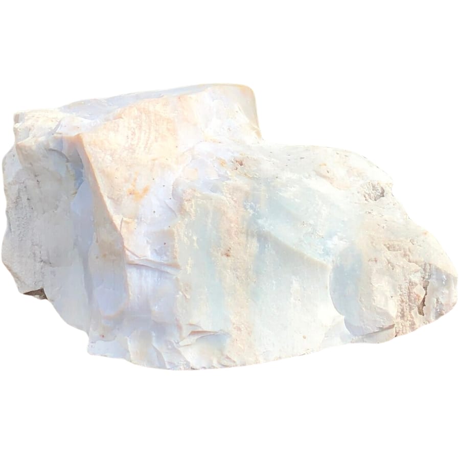 A raw piece of white chert with bluish-grey parts