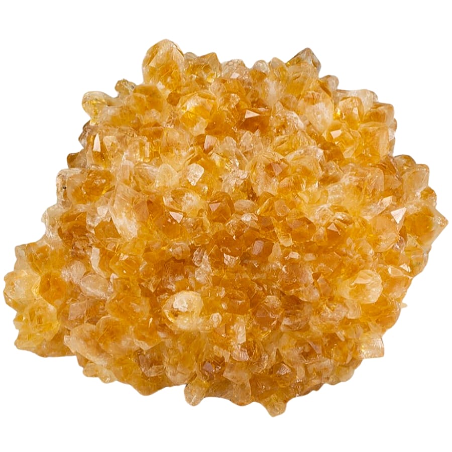 Sparkling crystals of yellow orange citrine on a matrix