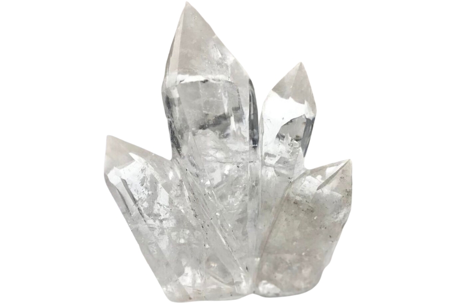 A cluster of clear quartz crystals