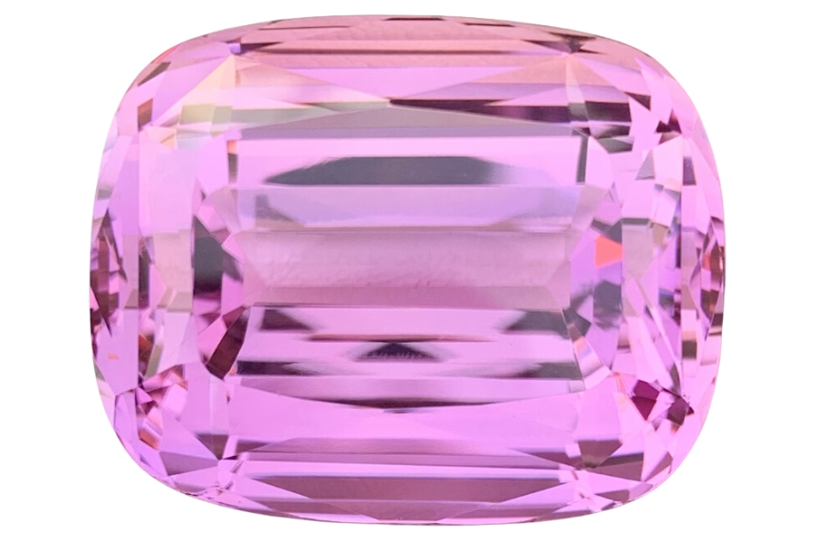A stunning polished and cut kunzite crystal
