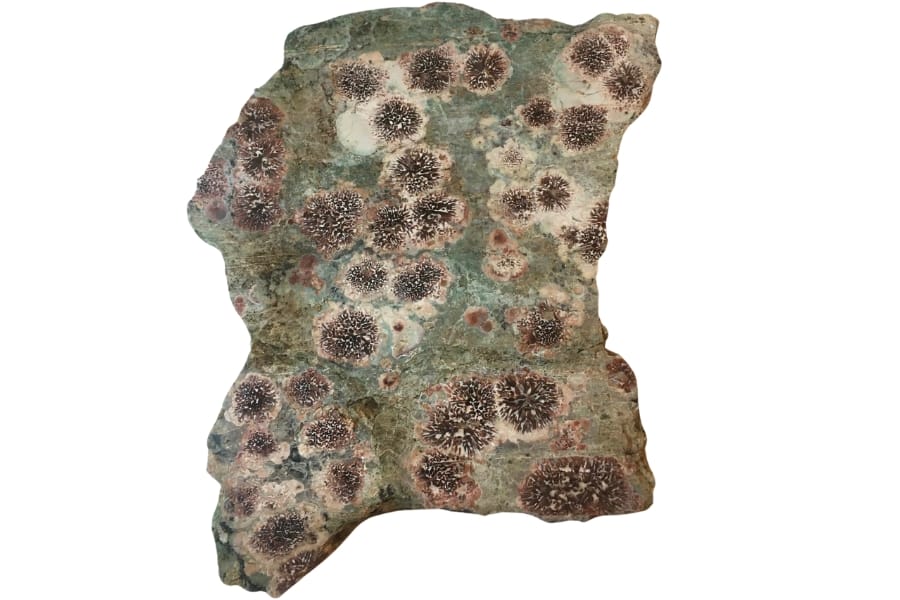 A raw and rough flower jasper specimen with interesting patterns