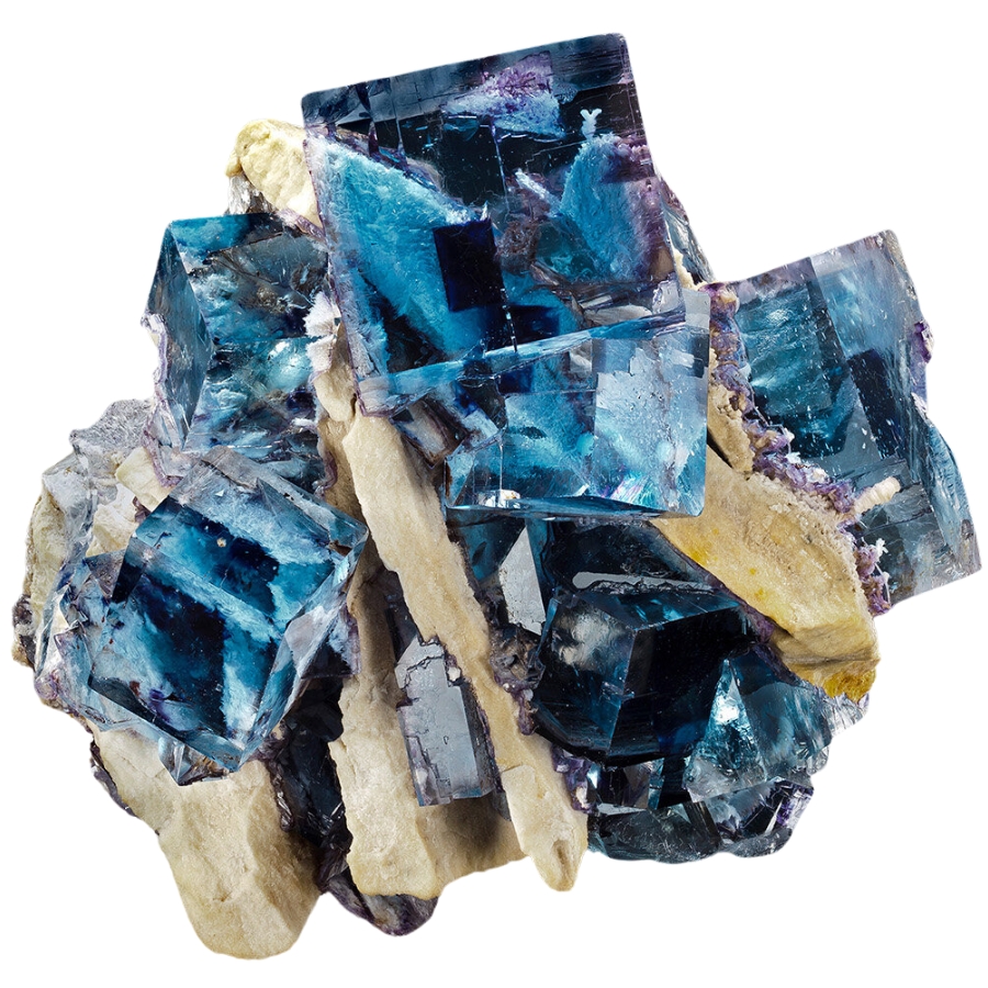 An astonishing genuine fluorite with blue crystals