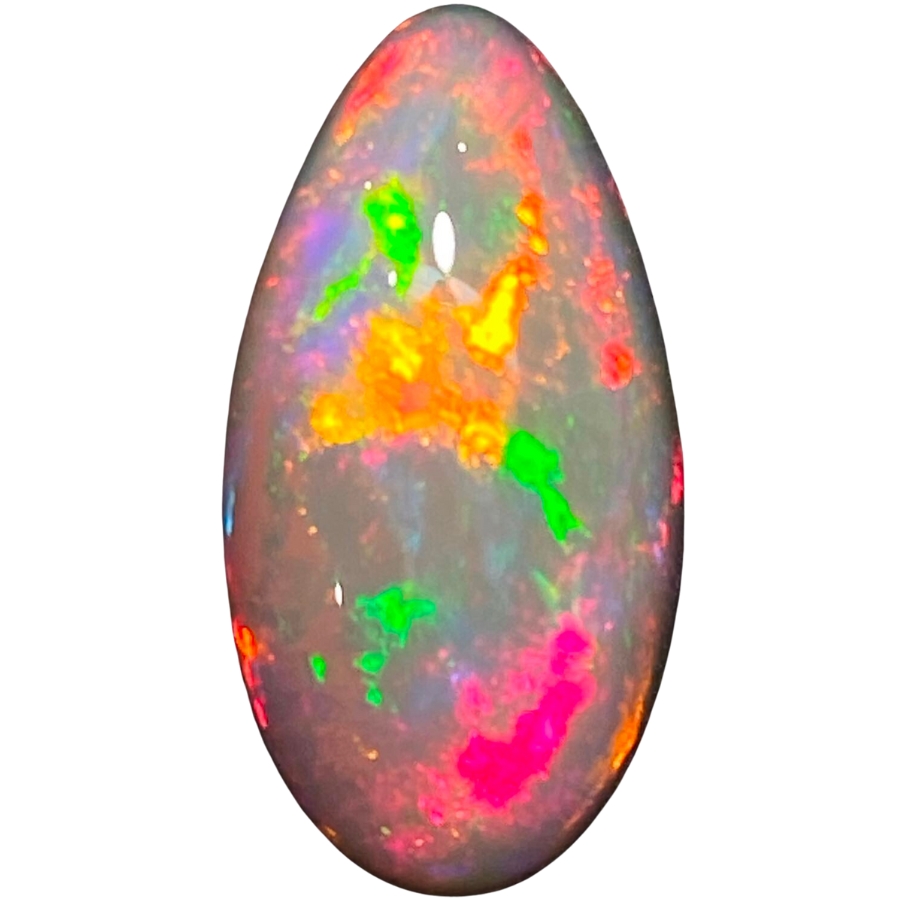 A grey opal cabochon with play-of-color